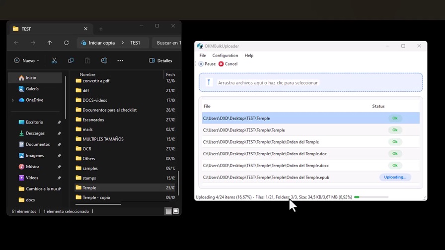 The new BulkUploader interface in OpenKM 8.2.9.
